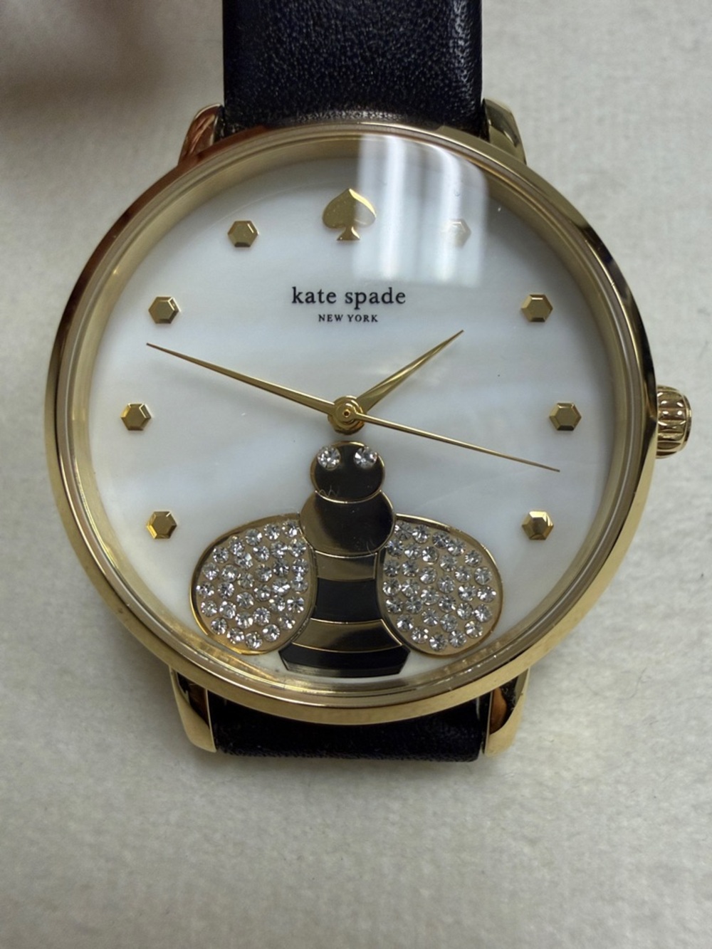 kate spade Gold Bee Dial Watch with Black Strap